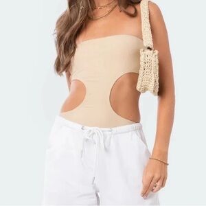 Edikted Beige Cutout Bodysuit